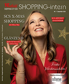 Missy May am Cover des Shopping Intern Magazin. Weihnachten SCS 2023